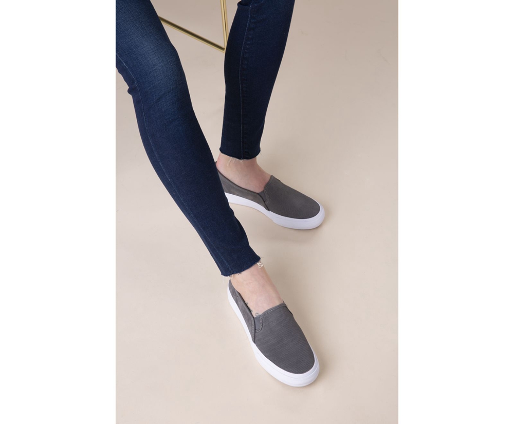 Keds Slip Ons Damen Grau - Double Decker Suede - MYL-628135